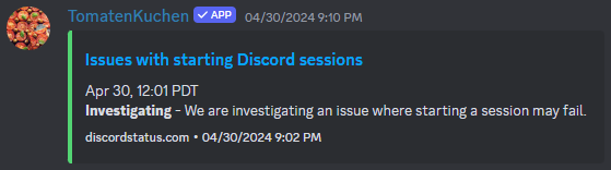 Discord status feed